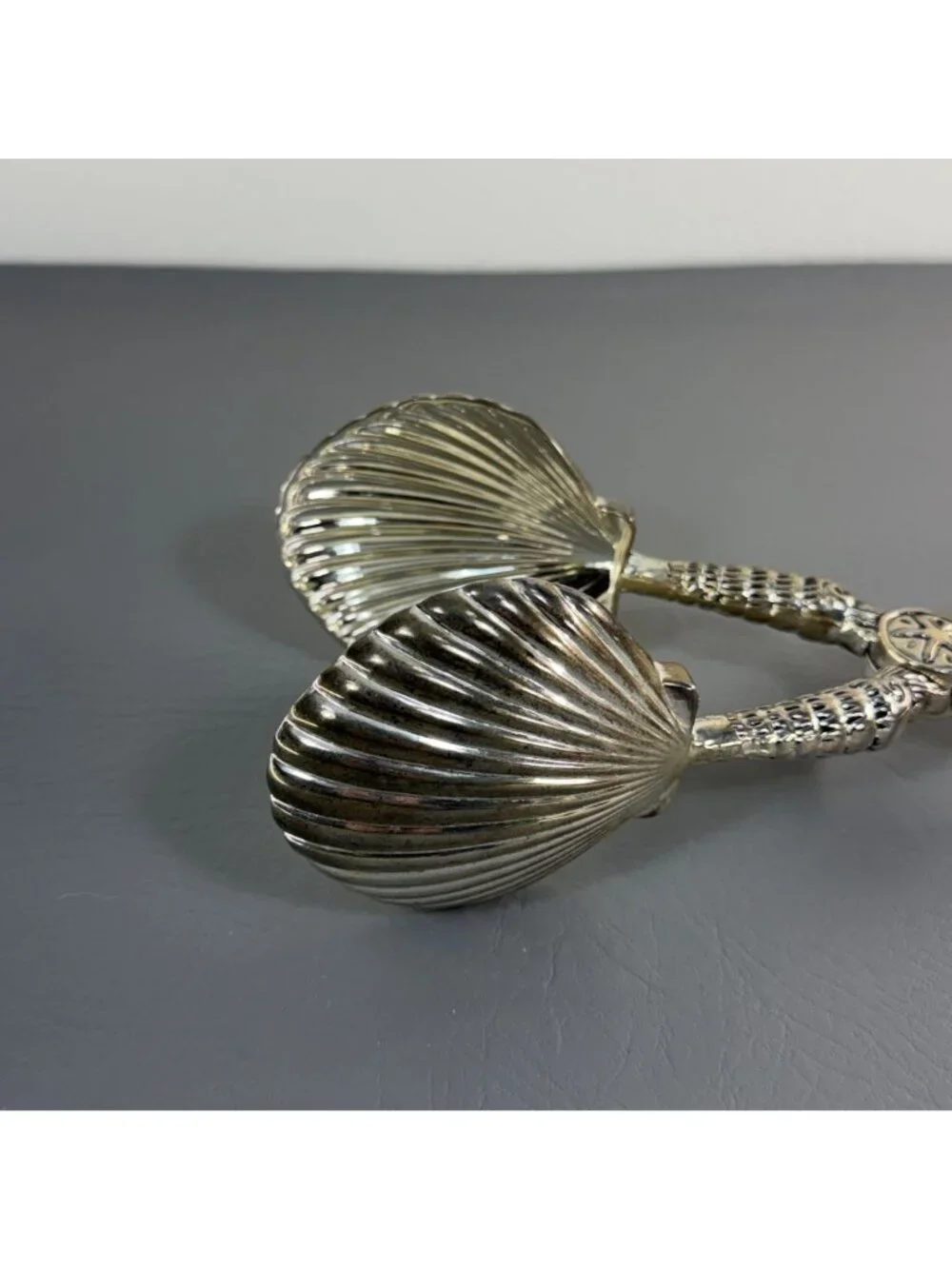 Vintage Godinger Silver Seahorse Seashell Scissor Salad Serving Tongs 10